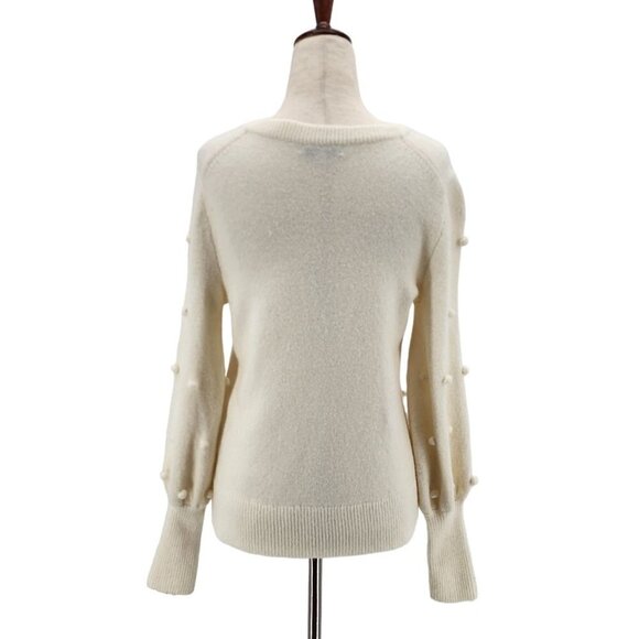 Madewell Bobble Dashwood Wool Blend Ivory V-neck Sweater In Coziest Yarn Womens - Picture 4 of 7